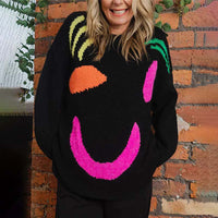 Lässiger Smiley-Strickpullover