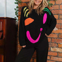 Lässiger Smiley-Strickpullover