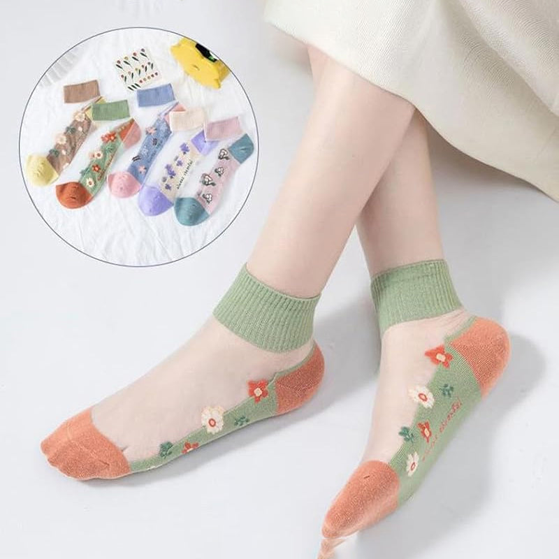 Atmungsaktive Socken Mit Blumenmuster