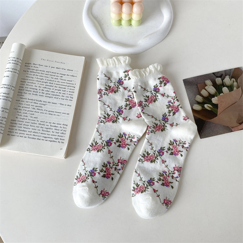 Vintage-Socken Mit Blumenmuster
