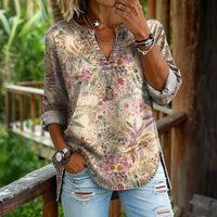 【Lange Ärmel】Vintage-Bluse Mit Blumenmuster