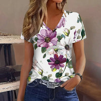 Lässiges T-Shirt Mit Blumenmuster