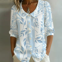Lässige Bluse Mit Blättermuster