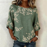 Vintage-Bluse Mit Blattdruck