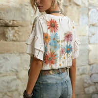 Vintage-Bluse Mit Blumenmuster