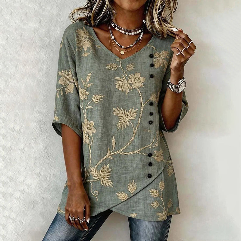 Vintage-Bluse Mit Blumenmuster