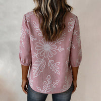 Vintage-Bluse Mit Blattdruck