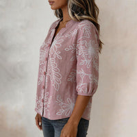 Vintage-Bluse Mit Blattdruck