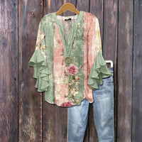 Vintage-Bluse Mit Blumenmuster