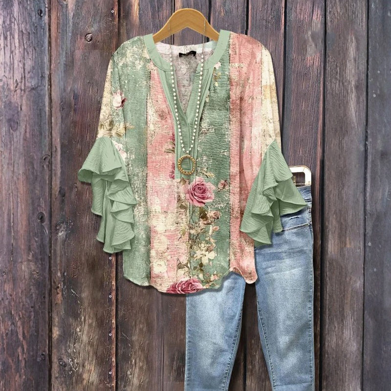 Vintage-Bluse Mit Blumenmuster