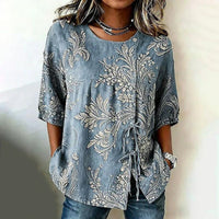 Vintage-Bluse Mit Blattmuster