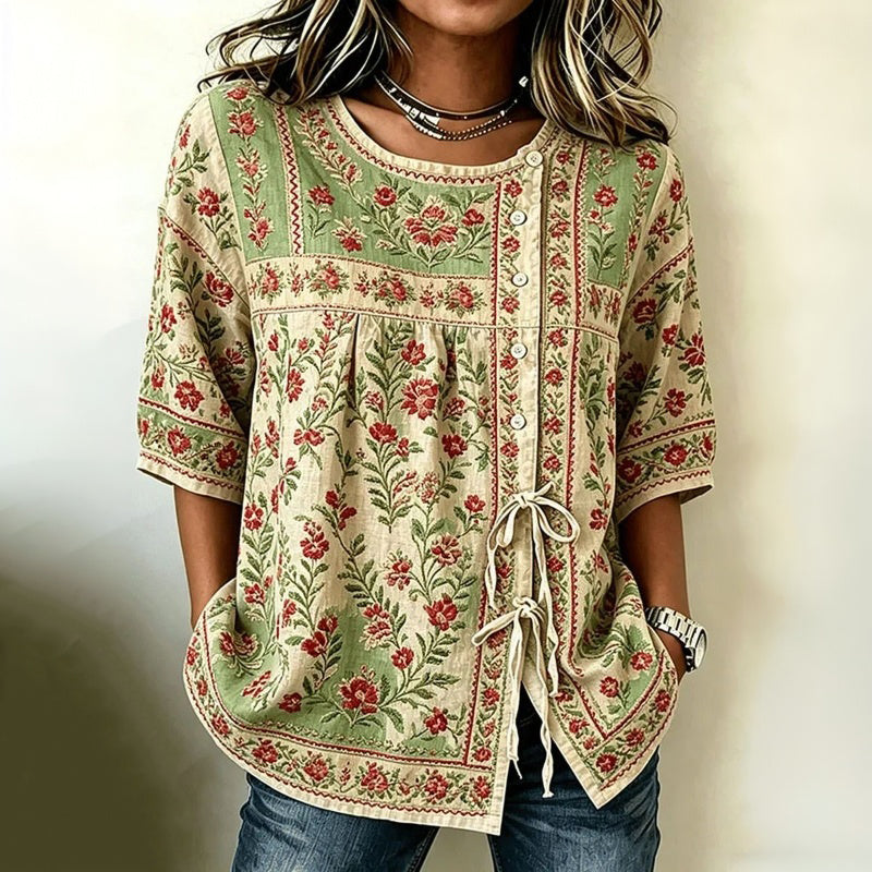 Vintage-Bluse Mit Blumenmuster