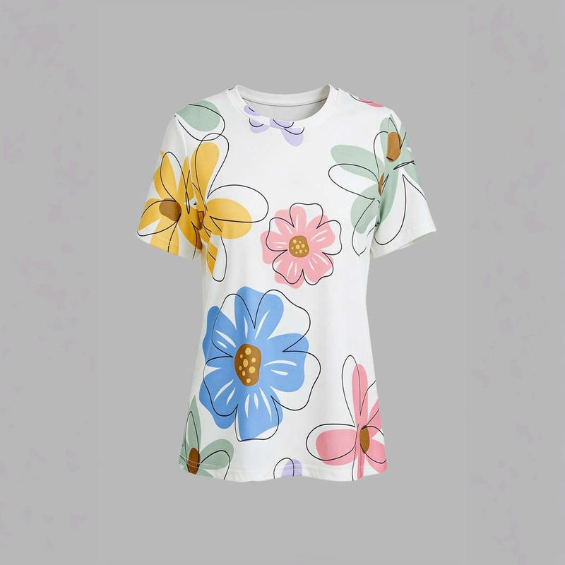 Lässiges T-Shirt Mit Blumenmuster
