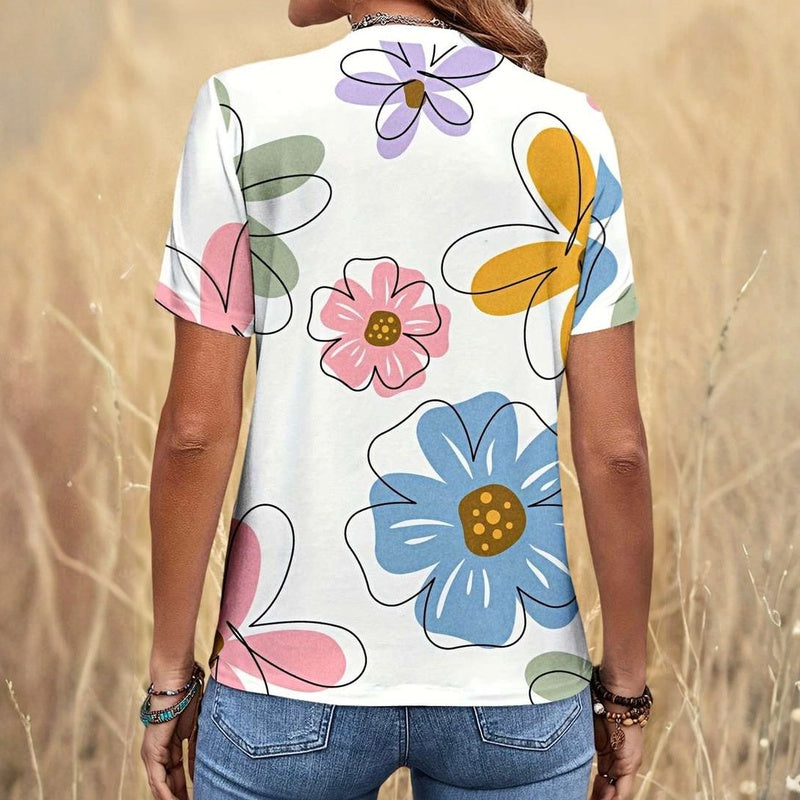 Lässiges T-Shirt Mit Blumenmuster