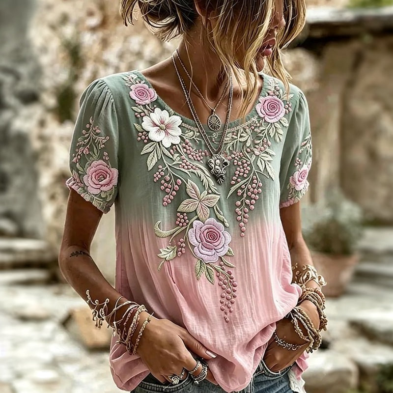 Vintage-Bluse Mit Blumenmuster