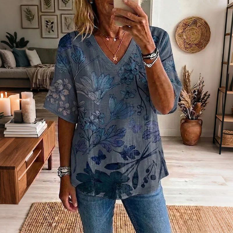 Vintage-Bluse Mit Blumenmuster