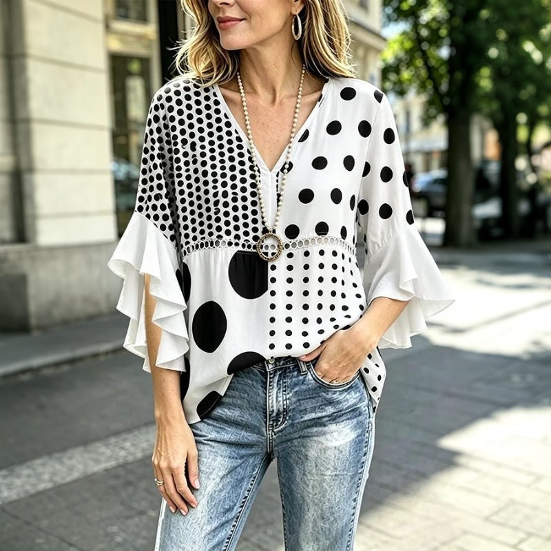 Vintage-Bluse Mit Polka-Dots