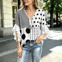 Vintage-Bluse Mit Polka-Dots