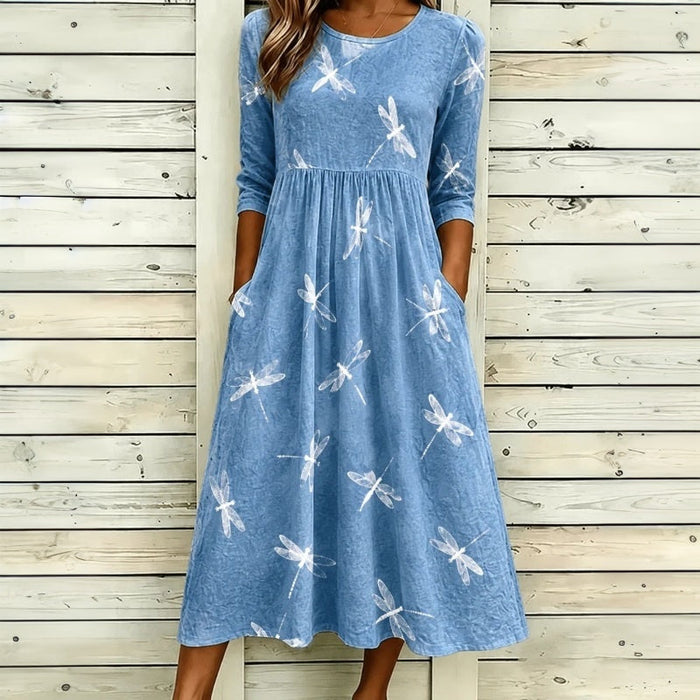 Lässiges Kleid Mit Libellenmuster