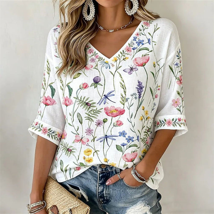 Vintage-Bluse Mit Blumenmuster
