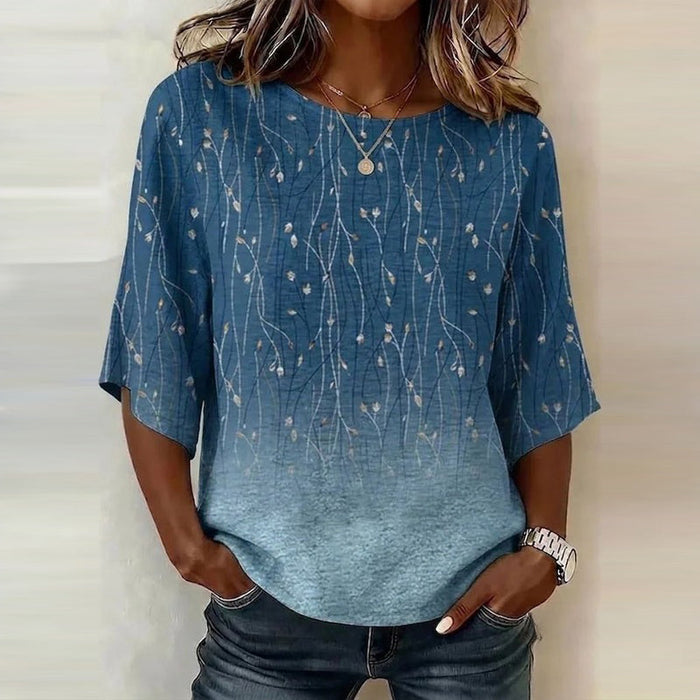 Vintage-Bluse Mit Blattmuster