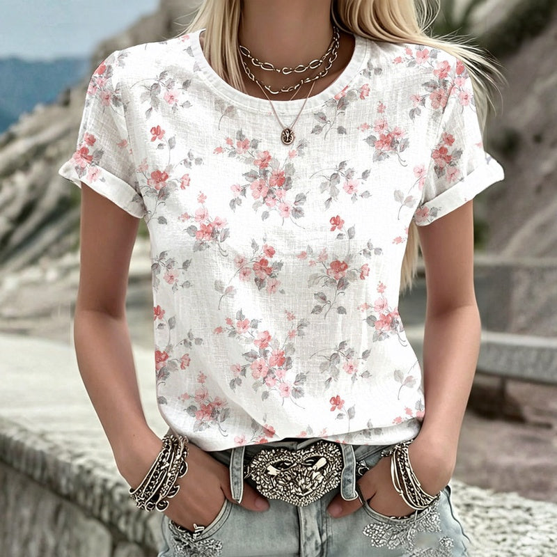 Lässiges T-Shirt Mit Blumenmuster