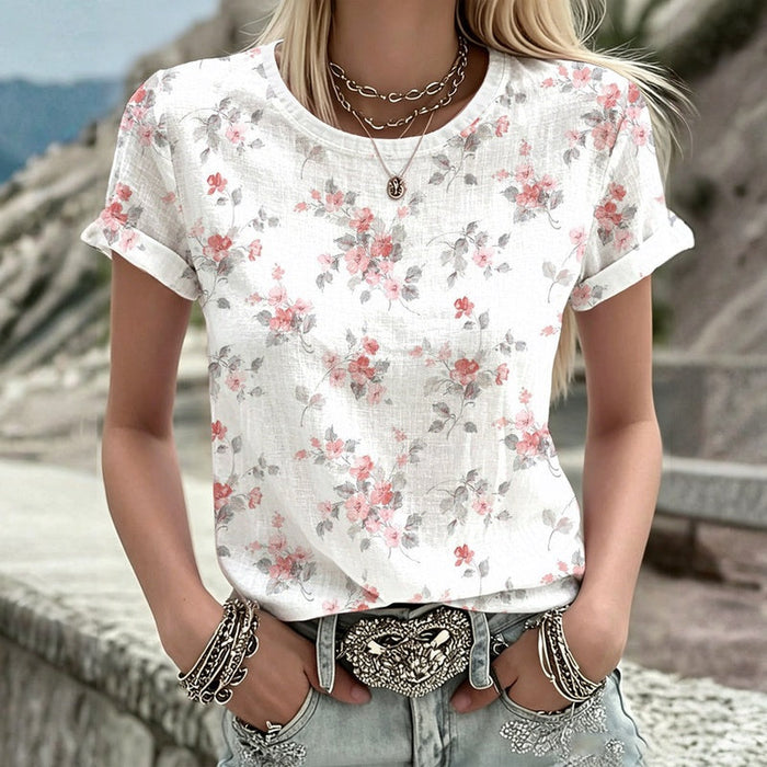 Lässiges T-Shirt Mit Blumenmuster