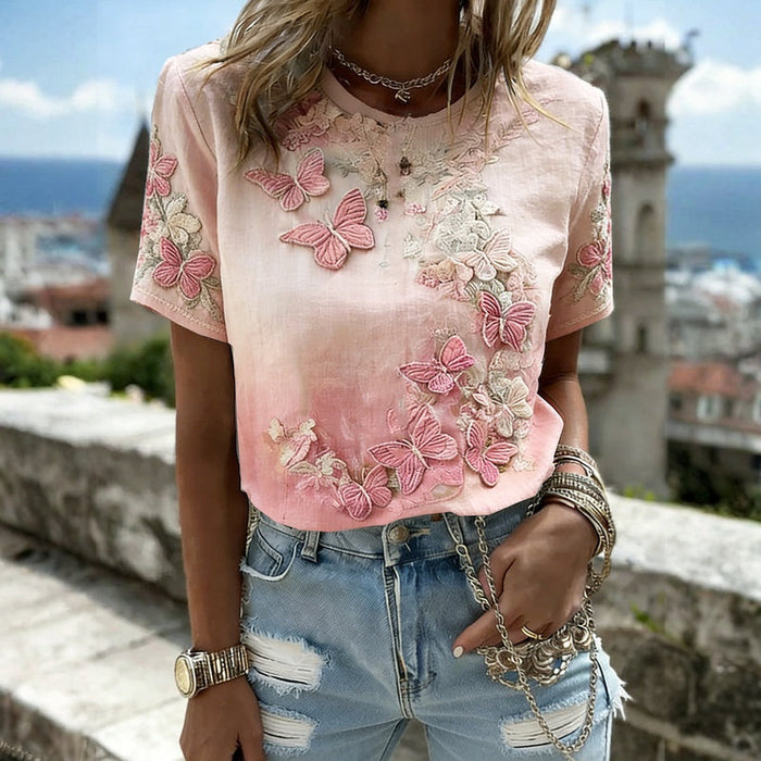 Lässiges T-Shirt Mit Blumenmuster