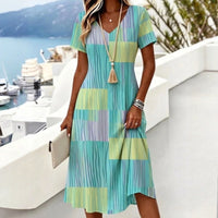 Lässiges Kleid Mit Farbblockmuster