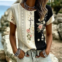 Lässiges T-Shirt Mit Blumenmuster