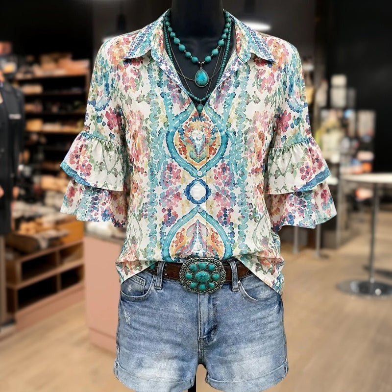 Vintage-Bluse Mit Blumenmuster