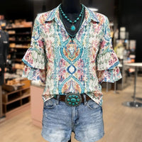 Vintage-Bluse Mit Blumenmuster