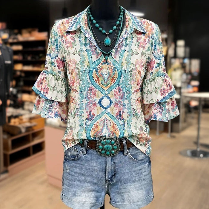 Vintage-Bluse Mit Blumenmuster