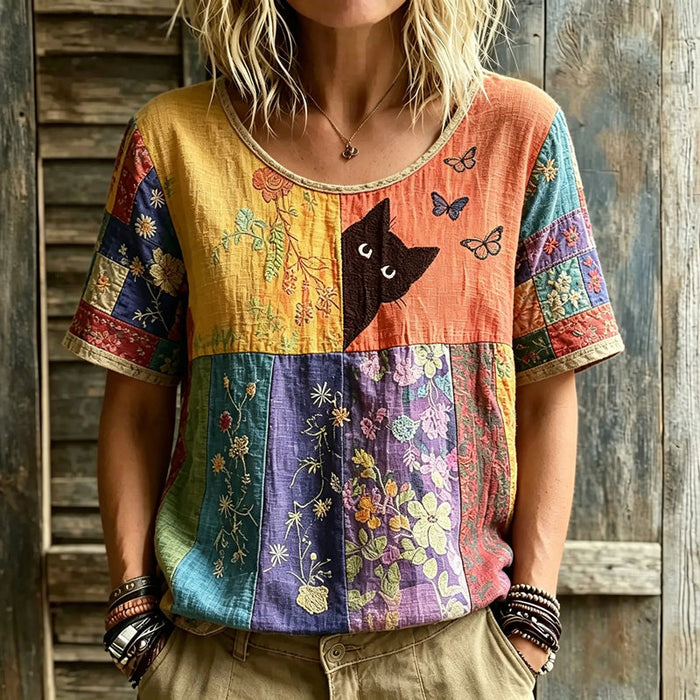 Vintage-Bluse Mit Blumenmuster