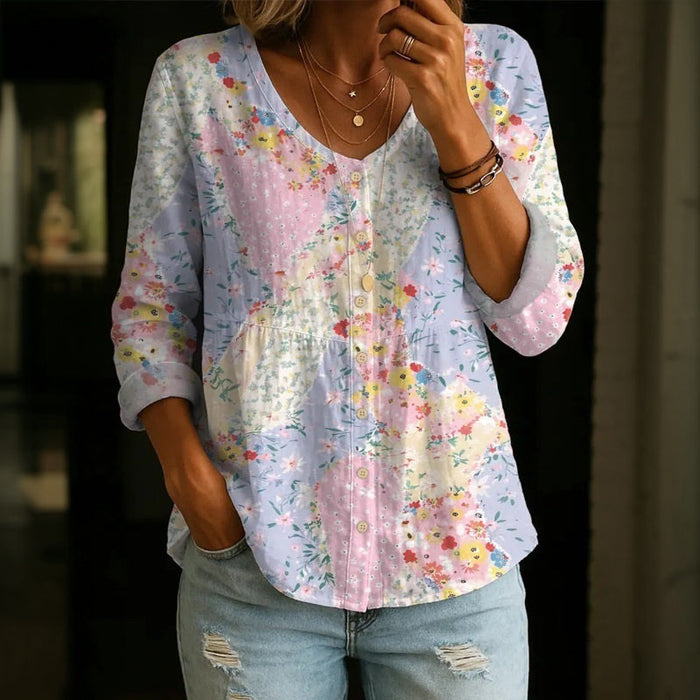 Vintage-Bluse Mit Blumenmuster