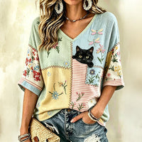 Vintage-Bluse Mit Blumenmuster