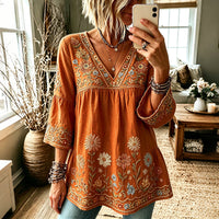 Vintage-Bluse Mit Blumenmuster