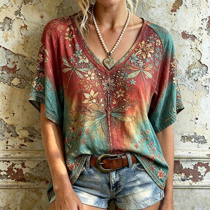 Vintage-Bluse Mit Blumenmuster