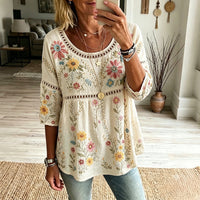 Vintage-Bluse Mit Blumenmuster