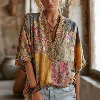 Vintage Bluse Mit Blumendruck