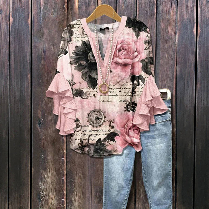 Vintage-Bluse Mit Blumenprint
