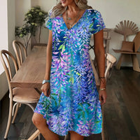 Vintage-Kleid Mit Blattdruck
