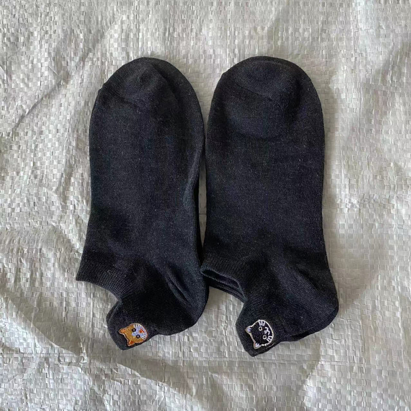 Lässige Socken Mit Katzenstickerei