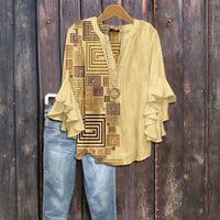 Vintage-Bluse Mit Geometrischem Muster