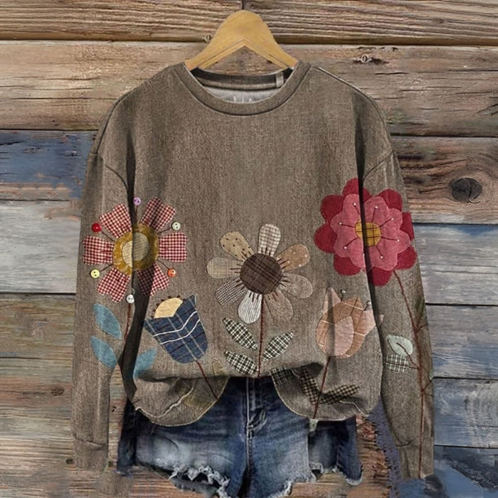 Vintage-Sweatshirt Mit Blumendruck