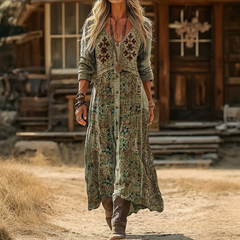 【Lange Ärmel】Lässiges Vintage-Kleid