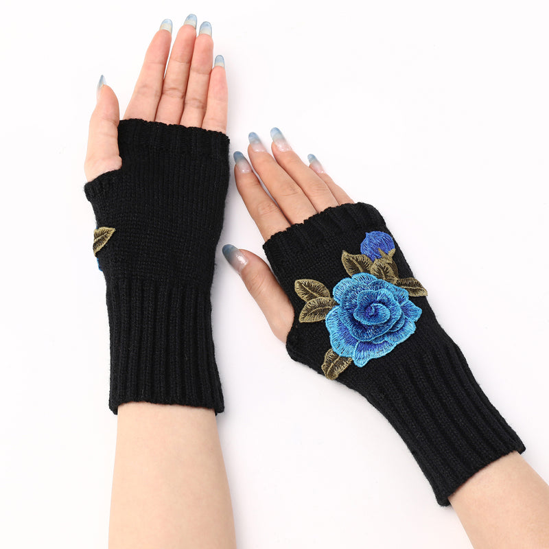 Warme Handschuhe Mit Blumendruck