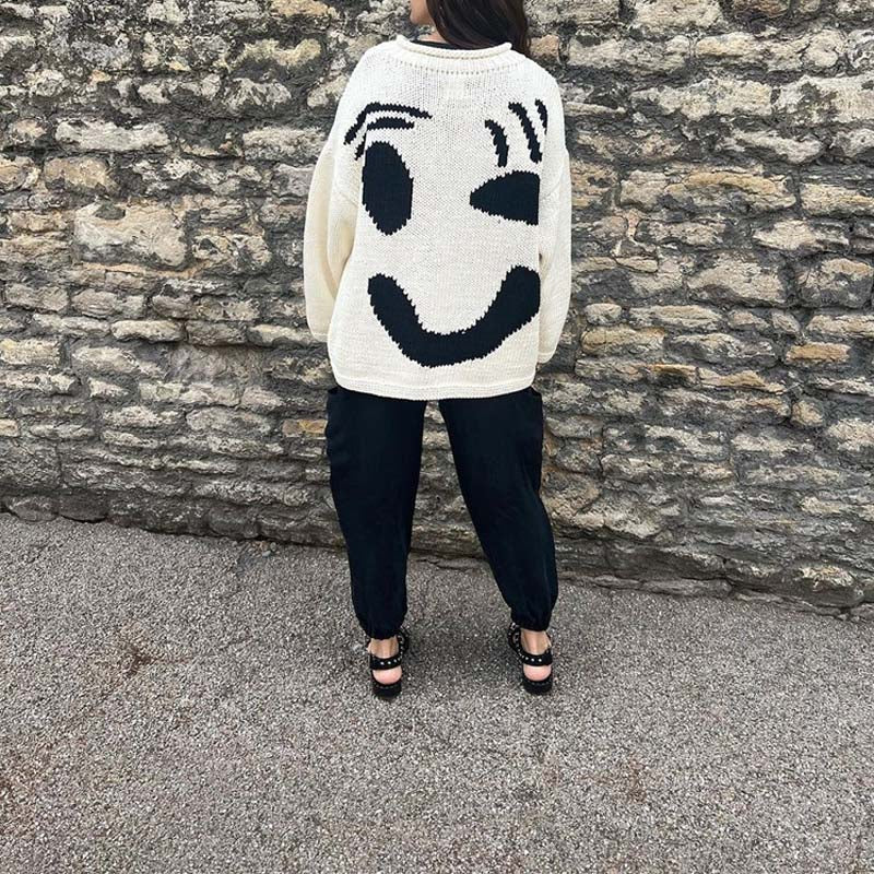 Lässiger Smiley-Strickpullover