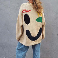 Lässiger Smiley-Strickpullover