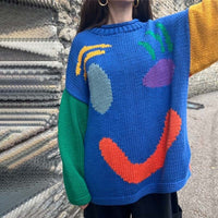 Lässiger Smiley-Strickpullover